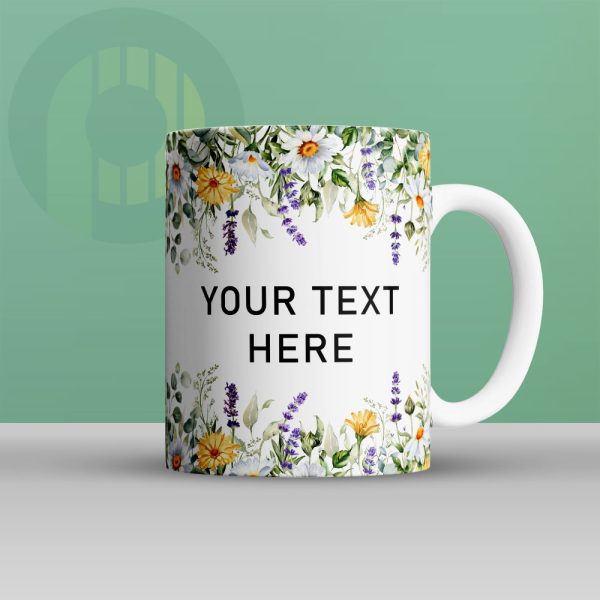 Floral Mug with Your Text Here Caption