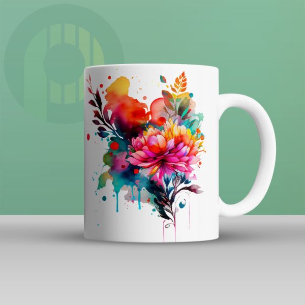 Mug with floral water paint art