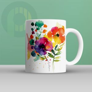 Mug with floral water paint art